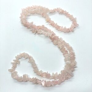 Genuine Rose Quartz Light Pink Stone Beaded Healing Crystal Endless Necklace 34"